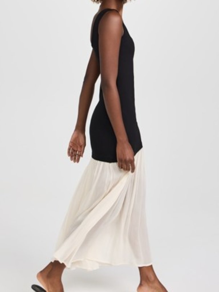 Pixie Market Gia Chiffon Hem Tank Dress Xs Nwt Black White Square Neck Maxi — image 4 of 8